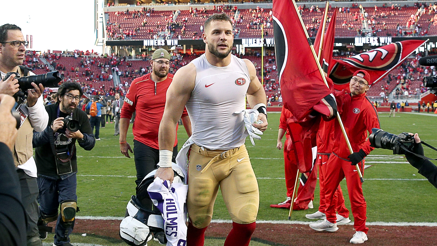 Watch 49ers' Nick Bosa attacking rehab after ACL injury.